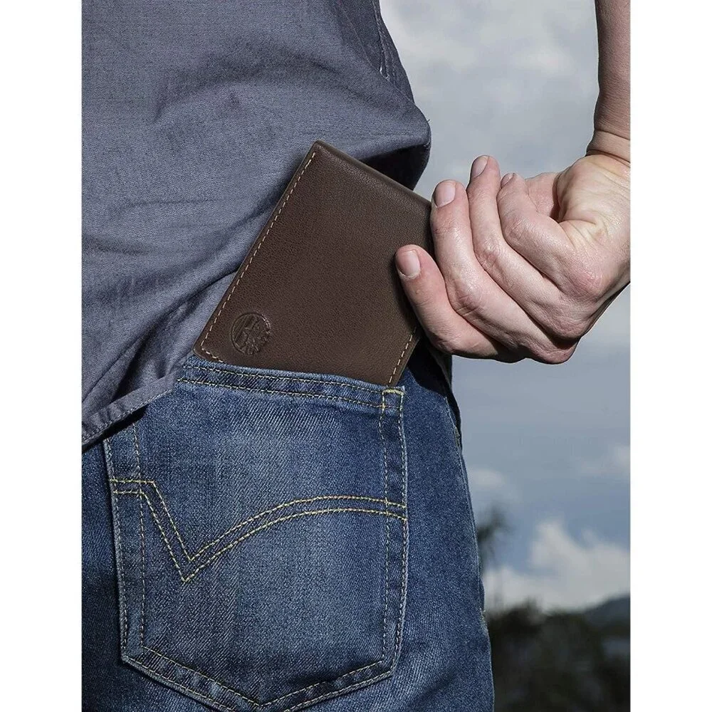 Men's Blix Genuine Brown Leather Billfold Slip Pocket Designed Wallet One Size